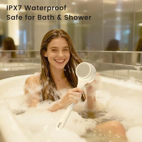 Electric Back Scrubber for Shower - Waterproof Rechargeable Exfoliating Brush for Deep Cleansing, Soft Bristles for Sensitive Skin, Dry/Wet Use for Back, Arms & Legs - color: Apricot