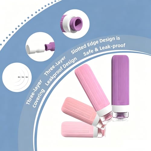 Vitog 16 Pack Travel Bottles for Toiletries, TSA Approved Leak Proof Silicone Squeezable Travel Containers for Toiletries, Refillable Travel Accessories for Conditioner, Shampoo, Lotion & Body Wash - color: Pink & Purple