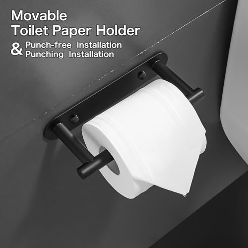 Movable Toilet Paper Holder Black Roll Holder, Paper Towel Holder - color: Black