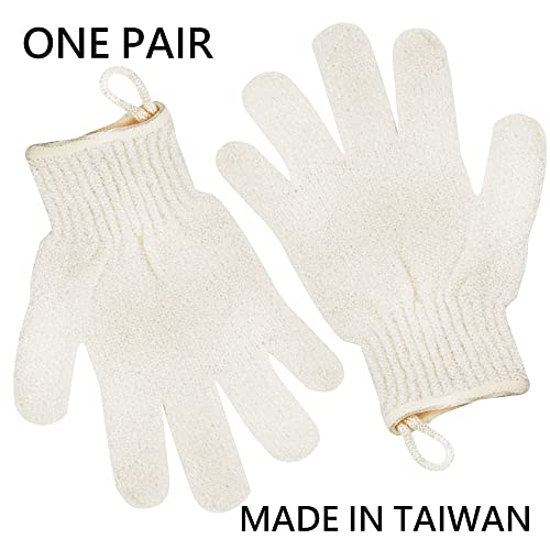Exfoliating Glove - Body Scrub for Smooth and Soft Skin - Body Exfoliator for Ingrown Hair Dead Skin Remover and Itchy and Flaky Skin - Scrubber Shower Accessories for Women and Men 1 Pair Glove - style: 1 Pair Beige Exfoliating Gloves