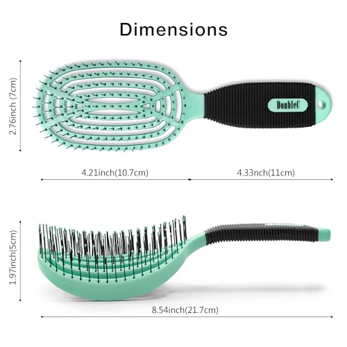 NuWay® DoubleC® Detangling Hair Brush – The Original Home Scalp-Care Brush – Patented Double Curved Scalp Care Hairbrush for Gentle Detangling, Volume Styling & Wet or Dry Hair (Mint Green) - color: Mint Green