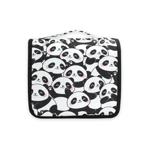 MNSRUU Hanging Toiletry Bag Hello Panda Makeup Bag Portable Travel bag for Toiletries Organizer Bags for Women Men, Travel-Essentials Bag - color: Panda 14