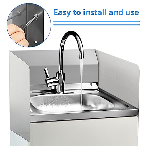 Amylove 15 x 20 Inch Stainless Steel Splash Guard Stainless Steel Wall Mount Guard with Screws Screws for Bathroom Sink Side Sink Splash Prep Sinks Protector for Commercial Kitchen Restaurant - size: 15 x 20 Inch