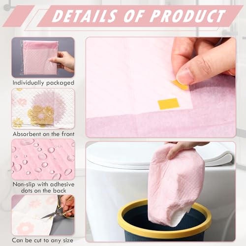 20 Pack Disposable Toilet Mats U Shaped Toilet Mat Absorbent Toilets Floor Protector Toilets Floor Protector from Urine for Potty Training Anti Urine Commode Mat for Kids (Pink,Flower) - color: Pink, size: Flower