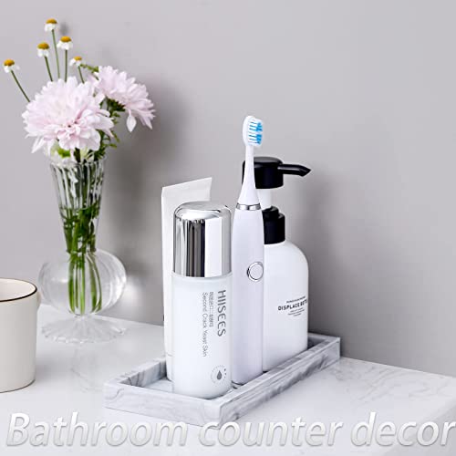Small Bathroom Vanity Silicone Tray for Counter, Rectangle Dish Soap and Sponge Holder for Kitchen Sink, Perfume Organizer for Dresser, Marble Grey | Small, Thickened Silicone, Easy to Clean, Waterproof, Non-Slip, for Countertop, Kitchen, Bedroom, Dresser