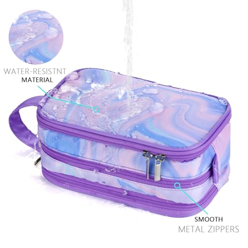 Purple Toiletry Bag for Girls, Travel Toiletry Bag for Teen Girls Cosmetic Bag Makeup Bag Waterproof Hanging Wash Bag Kids Toiletries - color: Fluids-Purple