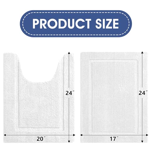 IM HOME Bathroom Rugs Sets 2 Pieces, Ultra Soft Thick Plush Fluffy Microfiber Absorbent Bath Mat, Non-Slip Backing, Machine Washable Bath Mats for Bathroom (24"x17" + U Shape 24"x20", Cream White) - color: Cream White, size: 24"x17" (Rectangular) + 24"x20