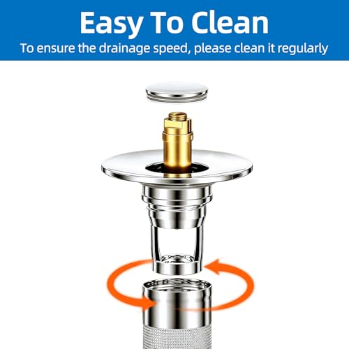 Sink Stopper Hair Catcher, Pop-up Sink Drain Strainer with Removable Stainless Steel Strainer Basket Hair Catcher, Bathroom Sink Strainer for Bathroom Sink Stopper Replacement(1PCS)
