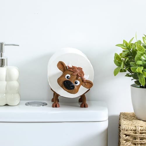 Blushtier Highland Cow Toilet Paper Holder Highland Cow Bathroom Decor 3D Printing Funny Cute Free Standing Toilets Storage for Bathroom Kitchen Bedroom Decor