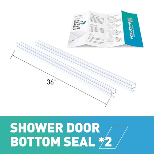 Shower Door Bottom Seal,2 PCS 3/8" X 36" Shower Door Sweep for 3/8 Inch Glass,Frameless Glass Door Seal Strip to Seal 11mm Gap,Stop Shower Leaks and Create a Water Barrier - size: For 3/8" Glass