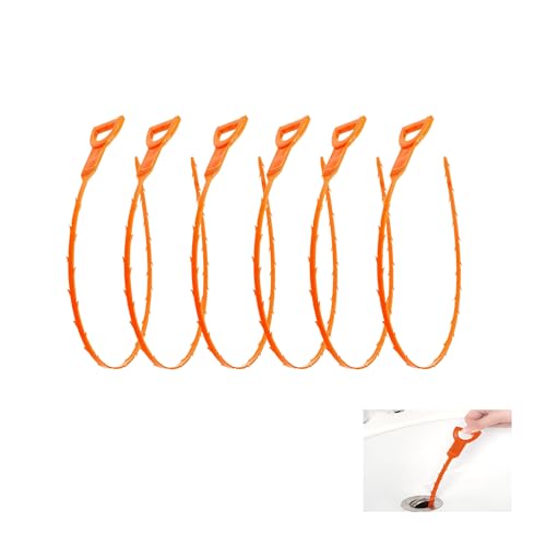 6PCS 25inch Drain Clog Remover Tool,hair clog remover tool,sink snake drain hair removal,for sink drain snake for bathtub,home shower tub snake clog remover,plastic drain cleaner tool