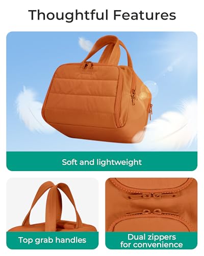BAGSMART Travel Toiletry Bag, Puffy Toiletry Bag for Women, Wide-open toiletry bags for traveling, Large Travel Cosmetic Makeup Bag Organizer for Accessories,Toiletrie (Sandstore Brown) - color: f-Sandstore Brown
