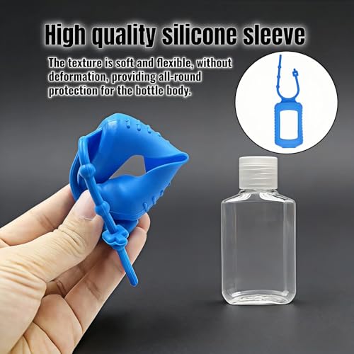 4-Pack Travel Refillable Leak Proof Squeeze Bottles with Silicone Sleeve & Keychain - 2oz/60ml Clear PETG Plastic Toiletry Containers for Hand Sanitizer, Lotion, Shampoo, Outdoor Essentials