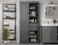 100% Solid Wood 32" Bathroom Cabinet with Rasied Panel Wood Doors - color: Grey