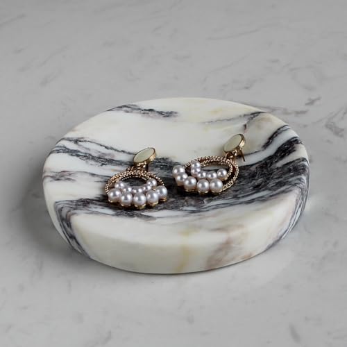 Genuine Italian Calacatta Viola Marble Soap Dish, Round Small Jewelry Dish, Sponge Holder for Bathroom, Kitchen, Christmas Marble Gift - color: Calacatta Viola