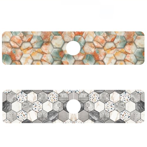 2 Pack Faucet Mat for Kitchen Sink Splash Guard Bathroom 23.5"X5.5" - size: 23.5" x 5.5"