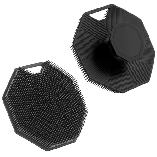 2Pack Silicone Body Scrubber, Qewro Body Buffer Exfoliating Brush with Silicone Loofah, Scalp Exfoliator Hair Shampoo Skin Cleaning Brush, Bath & Body Brushes for Men Women use in Shower (2Pack) - size: 2Pack