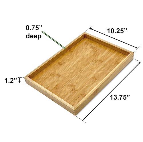 Natural Bamboo Serving Tray Platter 13.75 x 10.25 Rectangular, Bamboo - color: Bamboo, size: 13.8" x 10.3" x 1.2"