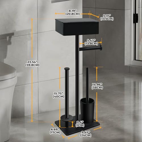 Freestanding Toilet Paper Holder Stand with Shelf for 7 Rolls, Free Standing Black Toilet Paper Roll Holder with Wipes Storage Drawer, Rustproof Metal Floor Bathroom Tissue Holder for Bathroom - size: Style 2