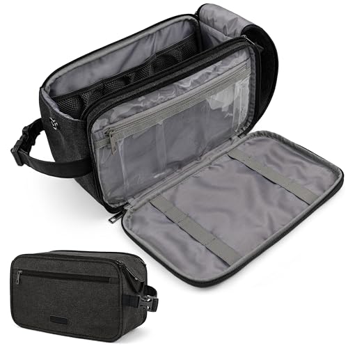 PAVILIA Toiletry Bag for Men, Canvas Dopp Kit, Travel Essentials Organizer, Water-Resistant Shaving, Grooming Kit, Large Hanging Bathroom Accessories Cosmetic Bag, Black - color: Black, size: Extra Large (12.5x6x7)