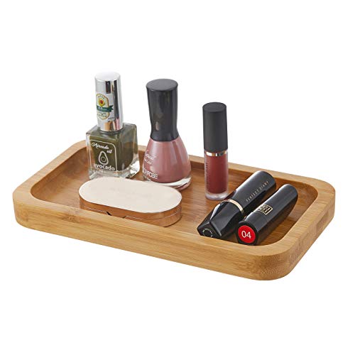 INIUNIK Qtip Holder with Bamboo Vanity Tray, Glass Apothecary Jars with Lids, Cotton Ball Swab Pad Rounds Holder Bathroom Canister Jars for Bathroom Restroom Decorations and Organizer - size: 2 Pack with Tray
