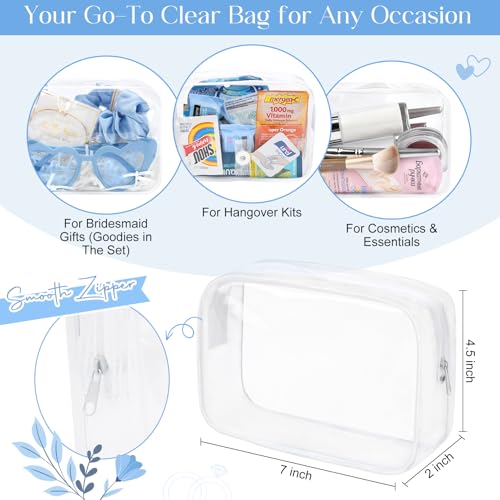 DEEKA 5 Pcs Bridesmaid Proposal Bag Set Gift Clear Makeup Toiletry Bag Bachelorette Party Favors Sunglasses Hair Claw Clips Scrunchies Knot Bracelets Bridal Wedding Party Gifts (Blue) - color: Blue, size: 1 Set