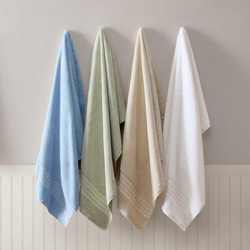 Martha Stewart - Bath Towels, Soft & Absorbent 100% Cotton Towels, Plush 700 GSM, 6-Piece Bathroom Towel Set with Textured Dobby Weave (Skyland Manor Blue) - color: Skyland Manor Blue
