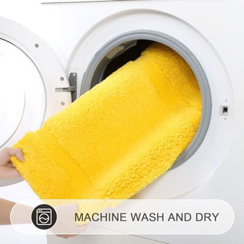 SHACOS 3 Piece Bath Rugs Set with Toilet Lid Cover Soft Absorbent | 16"x24" Small Bath Mats U Shape Contour Rug Toilet Cover Set Non Slip Machine Washable Plush Bathroom Rug(Yellow) - color: Yellow, size: 16"x24"+U-Shape 20"x24"+Lid Cover 19"x21"