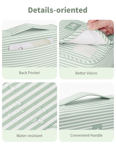 Narwey Small Hanging Toiletry Bag for Travel Women Girl, Striped Toiletries Travel Bag with Hook, Hanging Makeup Bag Organizer Make Up Cosmetic Bags, Gifts for Kids Teen (Mint Green Stripe) - color: Y-Mint Green Stripe