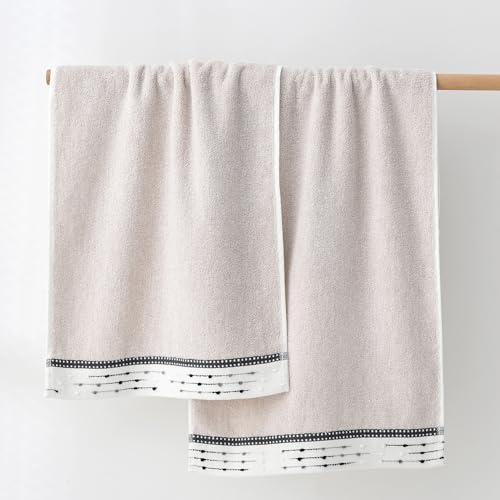 YiLUOMO Beige Hand Towels Tiny Furball Decorative Design Super Soft 100% Terry Cotton Highly Absorbent Hand Towel Set of 2 Everyday Use for Home Bathroom 13 x 29 Inch - color: Beige