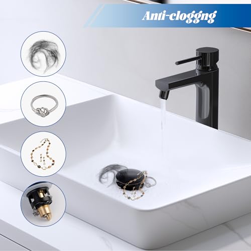 Hibbent All Metal 2 in 1 Bathroom Sink Stopper, Universal Pop Up Drain Strainer, Brass Bullet Core Push Type Stopper for 1.1''~2.3'' Basin, Big Push Button, Anti Clogging Filter, Oil-Rubbed Bronze - color: Oil-rubbed Bronze