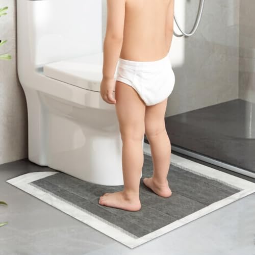 30 Pack Disposable Toilet Mats, Containing Bamboo Charcoal Material，23.6" x 23.6" Absorbent Toilet Floor Protector from Urine Disposable Toilet Floor Mat U-Shape