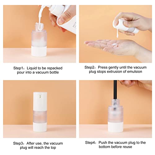 longway 1.7 Oz (50ML) Empty Refillable Airless Pump Bottle,Travel Foundation Containers,Airless Cosmetic Pump Bottle for Hand Sanitizer, Toner,Gel,Hair Oil, Lotion and Face Cream (Pack of 6, Frosted) - size: 50 ml