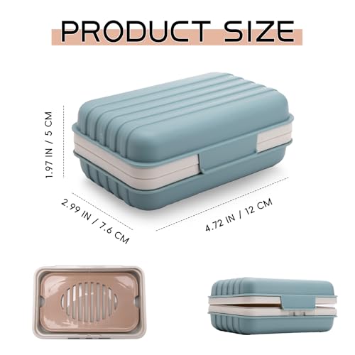 XJMWXHFC 3Pcs Travel Soap Containers with Lid, Portable Draining Soap Bar Holder for Traveling, Camping, Outdoor, Gym, Bathroom, Home (Blue, White, Brown)
