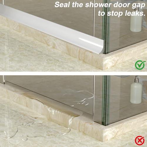 39" Shower Threshold Water Dam Silicone Shower Water Guard Collapsible Shower Door Bottom Seal Shower Splash Guard for Wet and Dry Separation - color: White, style: 39 inch