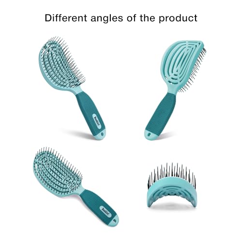 NuWay® DoubleC® Detangling Hair Brush – The Original Home Scalp-Care Brush – Patented Double Curved Scalp Care Hairbrush for Gentle Detangling, Volume Styling & Wet or Dry Hair (Grass Green) - color: Grass Green