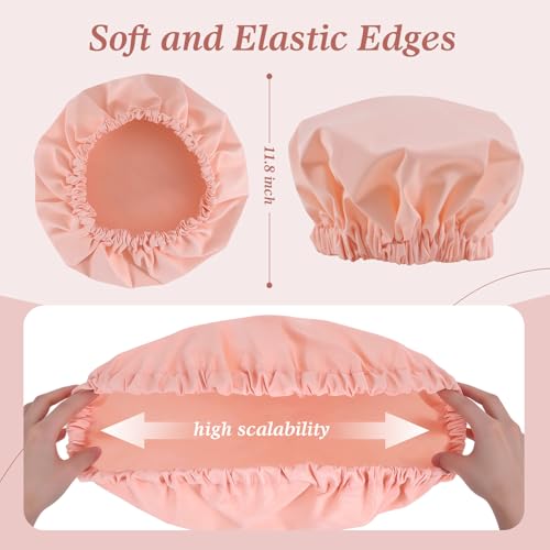 Waterproof Shower Cap for Women - Extra Large Reusable Bath Cap, Leakproof Shower Bonnet with Soft Elastic Band for Long Hair, Braids, Washing Face