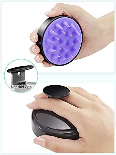HEETA Scalp Massager Hair Growth, Soft Silicone Scalp Scrubber Shampoo Brush for Exfoliation, Dandruff Removal Head Massage Stress Relax, Wet & Dry Use for Thick Thin Curly Hair Care, Black - color: 01-black