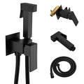 SHAMANDA Warm Water Bidet Sprayer for Toilet with Hot and Cold Brass Rough-in Valve, Stainless Steel Handheld Bidet Attachment Set for Feminine, Pets and Baby Diaper Wash, Matte Black, BDS08-7 - color: Matte Black, style: Hot & Cold Water Modes-Square