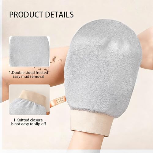 Exfoliating Bath Towel Set for Women Strong Cleaning Back Scrubber - color: Light Gray,light Pink,light Blue,light Green