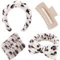 7 Pcs Spa Set, Facial Headband and Wristband Set, Skincare Accessories, College Style Girl Idea Gifts, Hair Accessories for Women and Girls （Beige Leopard ） - color: Beige Leopard
