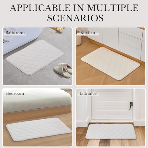 3Pcs Bathroom Rugs Set, Memory Foam Bath Mat Set, Soft Absorbent Non-Slip Bathroom Mats, Machine Washable Quick Dry Bathroom Decor - Perfect for Shower, Bathtub White