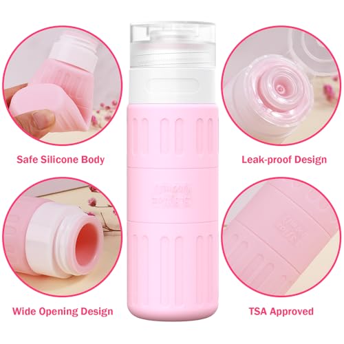 GLAMFIELDS Travel Bottles for Toiletries,TSA Approved 3.3oz Size LeakProof Silicone Toiletry Containers for Shampoo, Conditioner,Easy to Squeeze，Portable Travel Essentials for Lotion(18 Pack) Macaron - color: Macaron