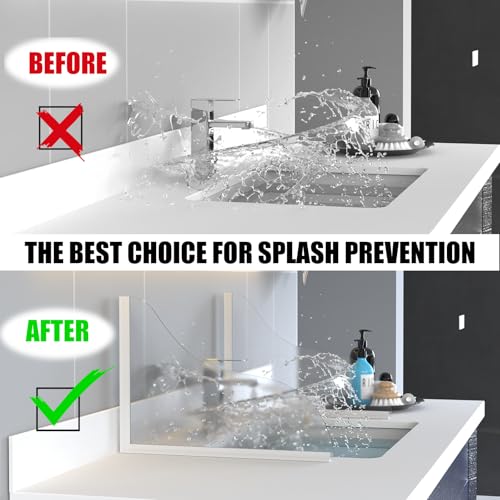 Shower Splash Guard Kit - Large Size Thickened Water Blocker with Extra-Strong Adhesive for Walk-in Shower/Bathroom/Bathtub/Kitchen Sink - Acrylic Plate Pack of 2(10"x12") - color: White Clear