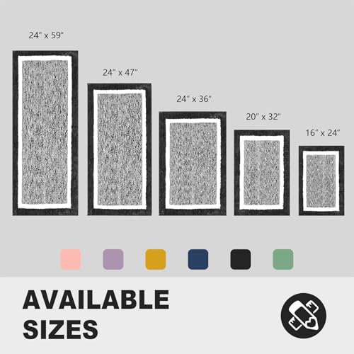 CozeCube Bath mats for Bathroom Non Slip, Fluffy Absorbent Microfiber Bath mat Washable, Aesthetic Bathroom Rugs, Cute Jet Black Bath mat, Jet Black, 32" x 20" - color: A-jet Black, size: 2'8" x 1'8" (Rectangular)