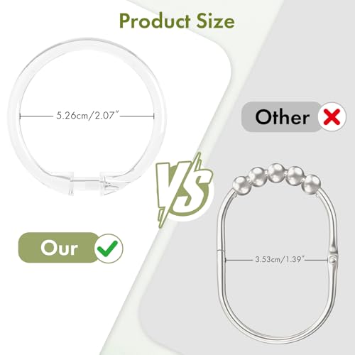 Amazer Shower Curtain Rings, 48 Pcs Shower Curtain Hooks Rings, Clear Plastic Shower Curtain Hooks Rings, Easy to Snap Closure, O Shape Shower Hooks for Shower Curtain and Liner Bathroom - color: Clear, size: 48 Pack