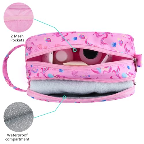 Mermaid Kids Toiletry Bag for Girls, Travel Toiletry Bag for Little Young Girls Cosmetic Bag Makeup Bag Waterproof Hanging Wash Bag Toddler Toiletries, Pink - color: Pink Mermaid