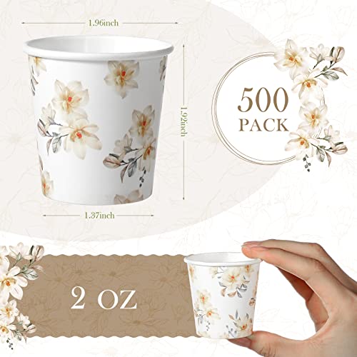 Tiamon 500 Pack 2 oz Paper Cups, Mini Mouthwash Disposable Bathroom Small Paper Drinking Espresso Cups for Home Office Travel Picnic Party Supplies(Magnolia) - style: Magnolia