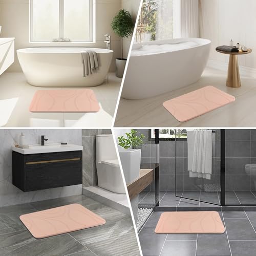 Stone Bath Mat, 2 Pack Diatomaceous Earth Shower Mat, Non-Slip Super Absorbent Quick Drying Bathroom Floor Mat, 24x15, Pink - color: Pink, size: 24" x 15" (2 Pack)