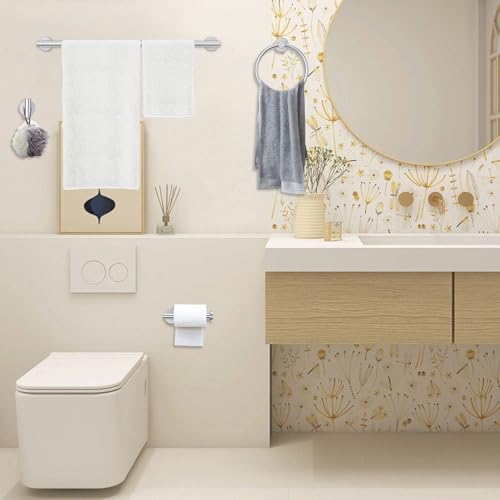 5-Piece Towel Bar Set Brushed Nickel Bathroom Hardware Set Include Towel Bar Towel Ring Paper Towel Holder Coat Hooks Stainless Steel Wall-Mounted 23.6 in - color: 5pcs Brushed Nickel